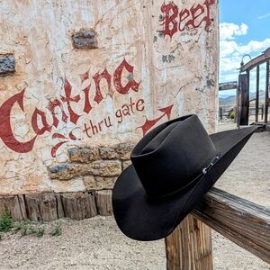 Men's Black 5X Beaver Fur Felt Hat "The Brick" by Rodeo King BRICK-5X LIKE NEW